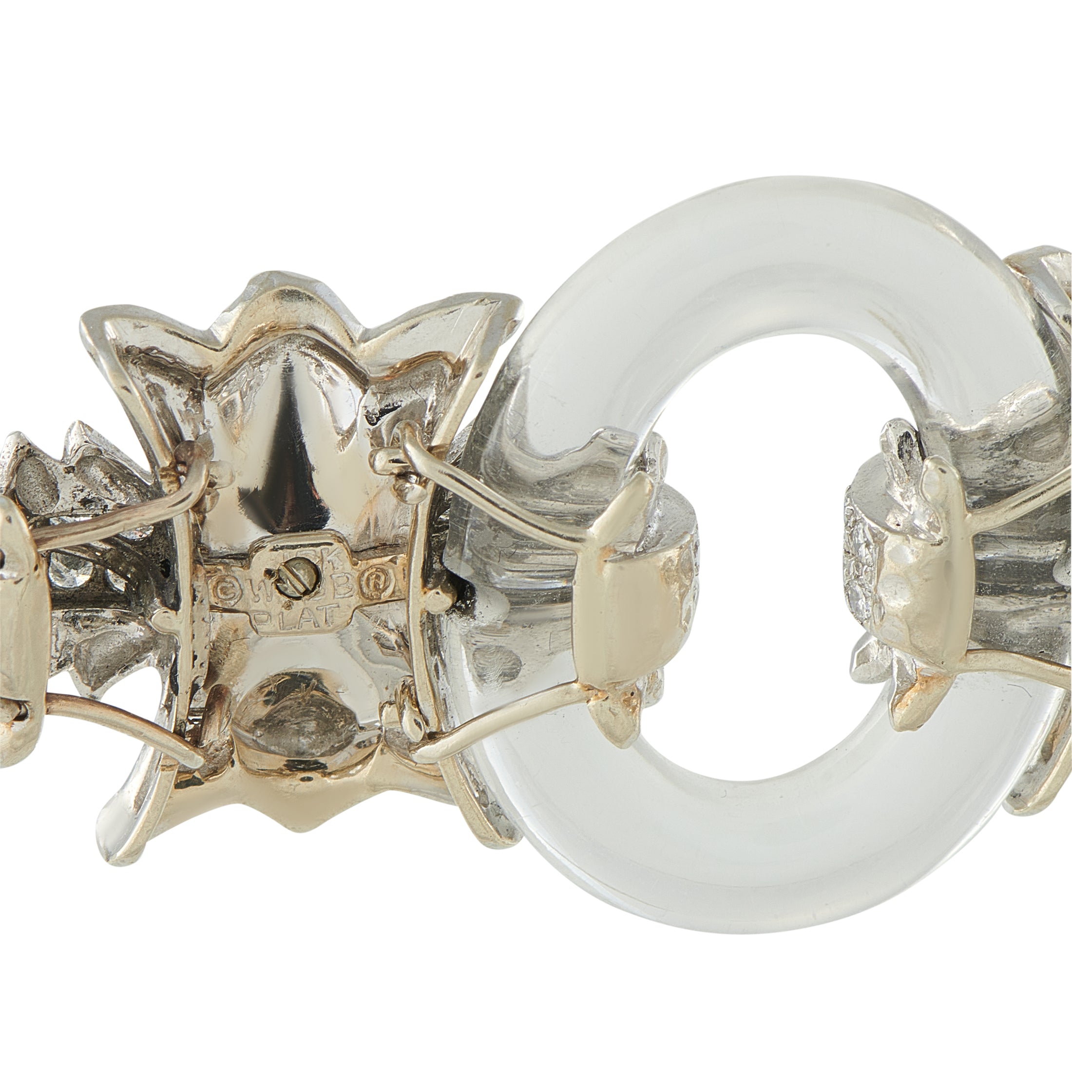DAVID WEBB 18K White Gold and Platinum Rock Crystal and Pearl Bracelet