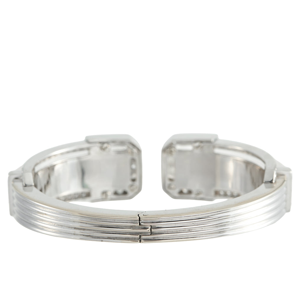 David WebbPlatinum and 18K White Gold 2.20ct Diamond and Rock Crystal White Night Cuff Bracelet