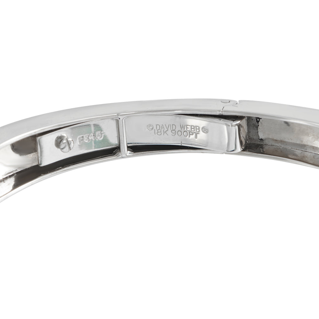 David WebbPlatinum and 18K White Gold 2.20ct Diamond and Rock Crystal White Night Cuff Bracelet