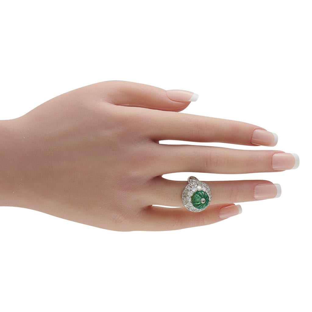 David WebbPlatinum 6.0ct Diamond and Emerald Ring