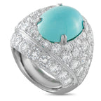 David Webb Platinum 5.56ct Diamond Turquoise Ring