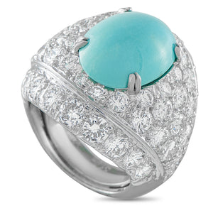 David Webb Platinum 5.56ct Diamond Turquoise Ring
