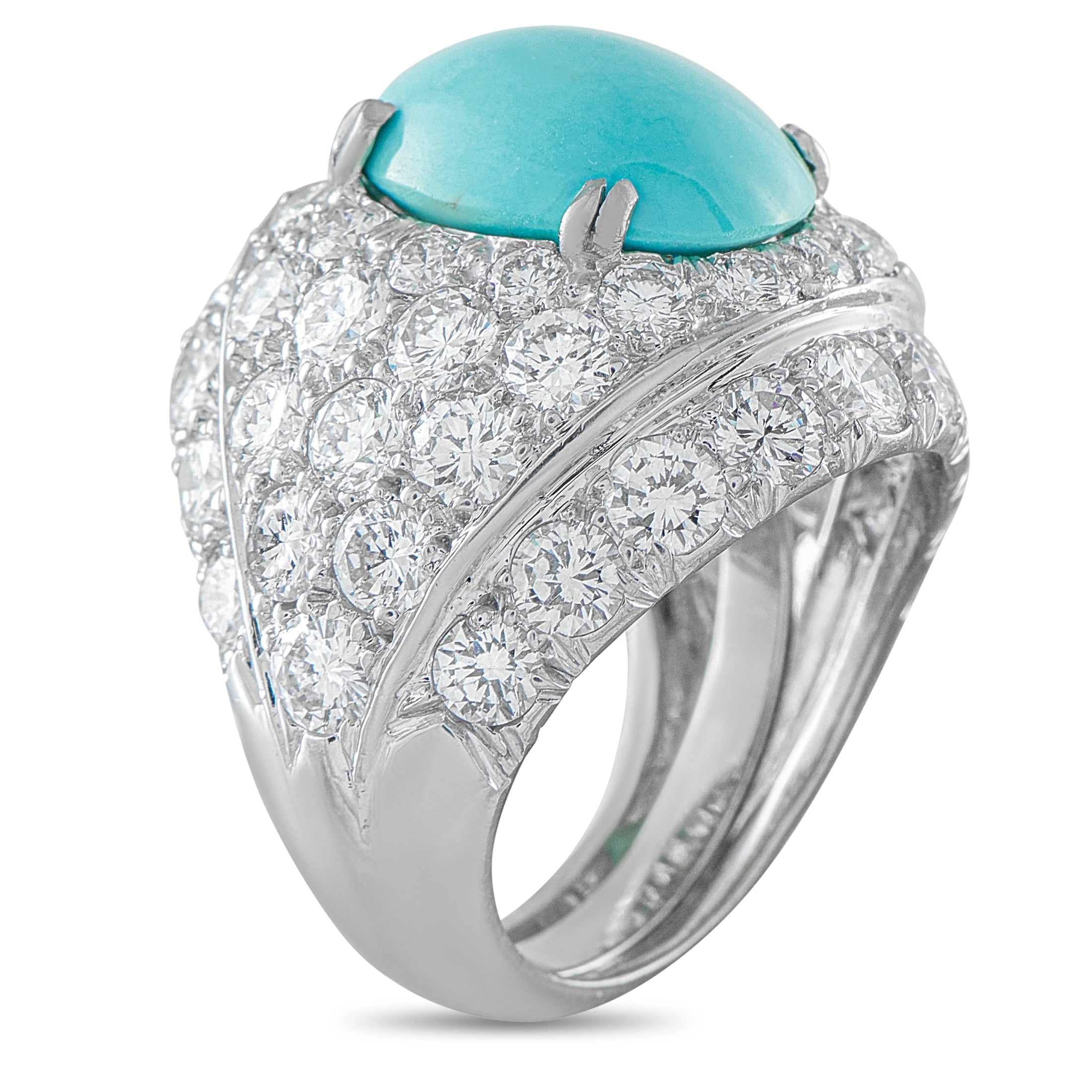 David Webb Platinum 5.56ct Diamond Turquoise Ring