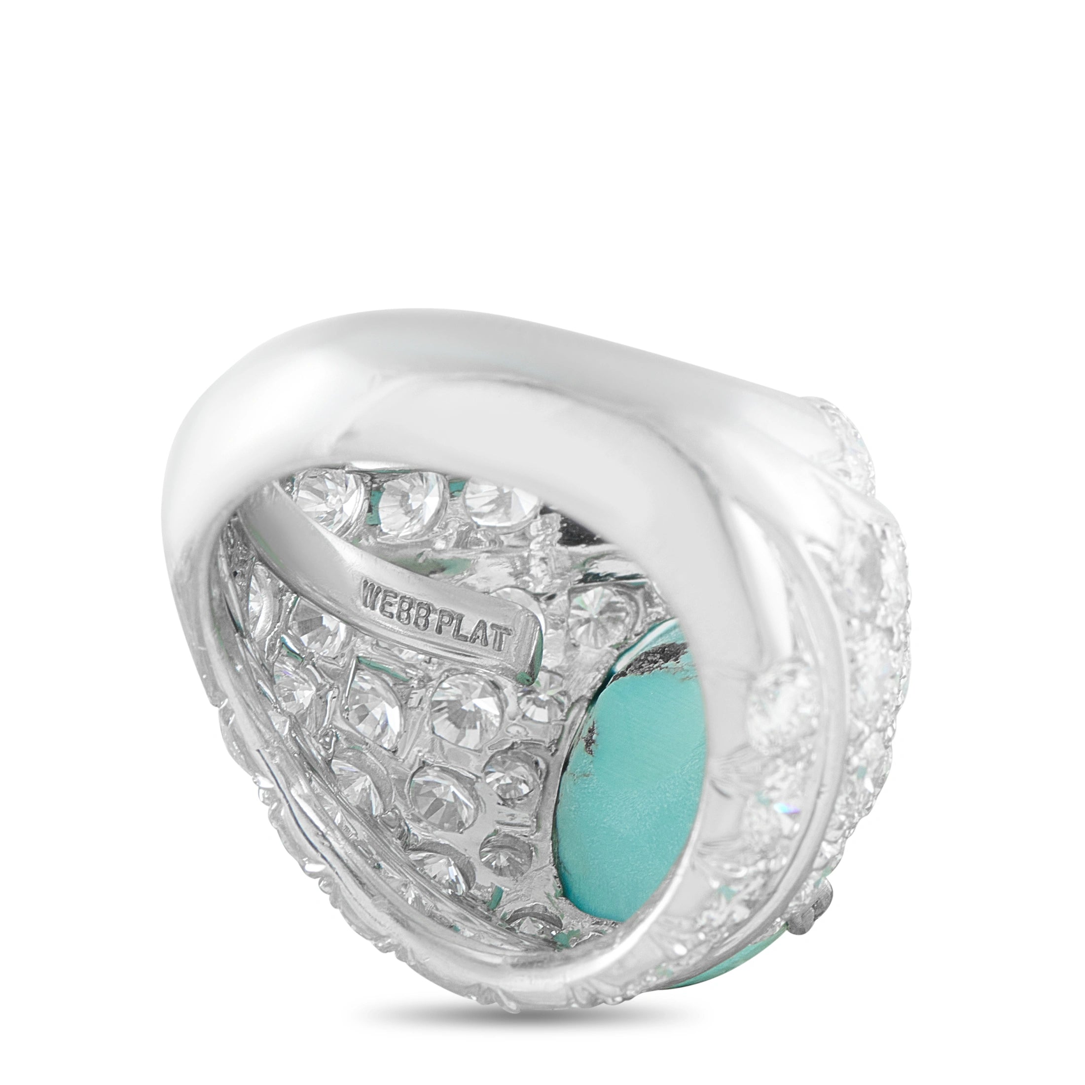 David Webb Platinum 5.56ct Diamond Turquoise Ring