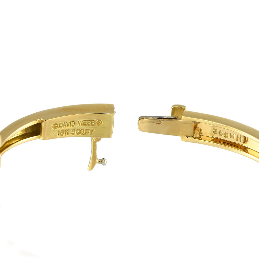 David Webb18K Yellow Gold Diamond and White Enamel Skip Bracelet