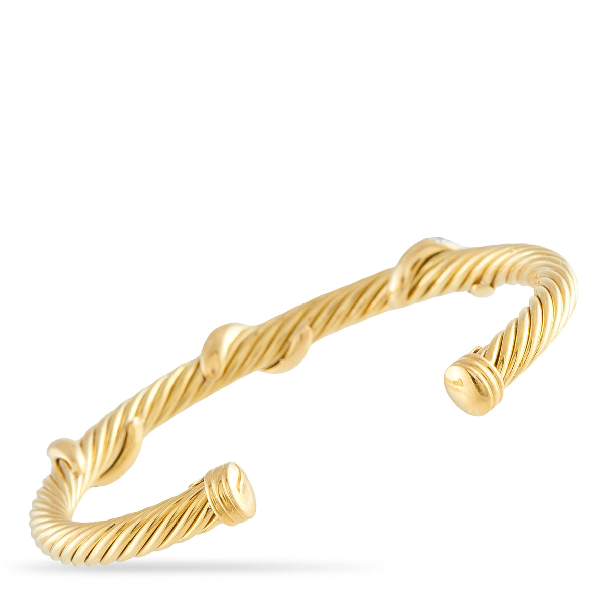 David Yurman 18K Yellow Gold 0.30ct Diamond Cable Bracelet