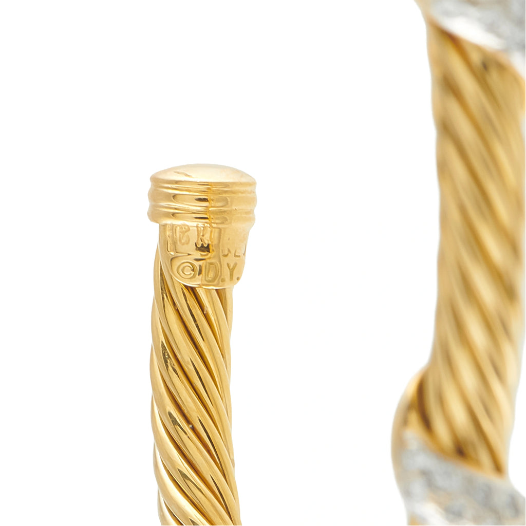 David Yurman 18K Yellow Gold 0.30ct Diamond Cable Bracelet