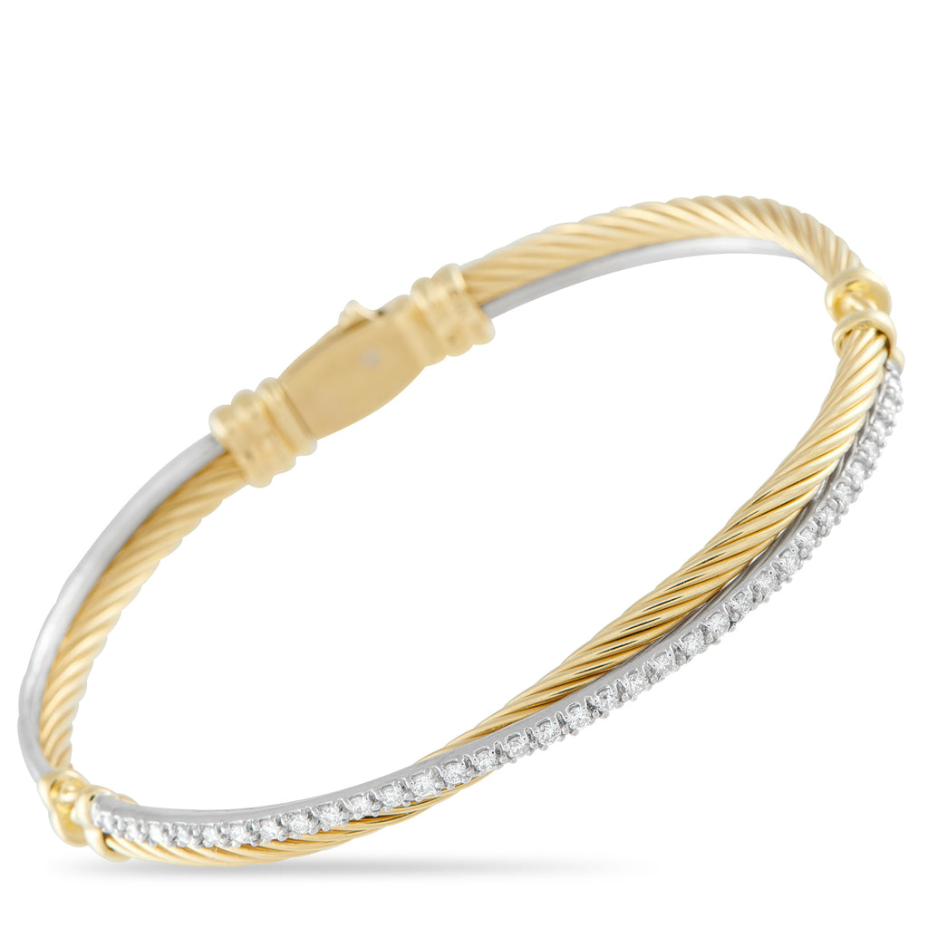 DAVID YURMAN18K White and Yellow Gold 0.50ct Diamond Bangle