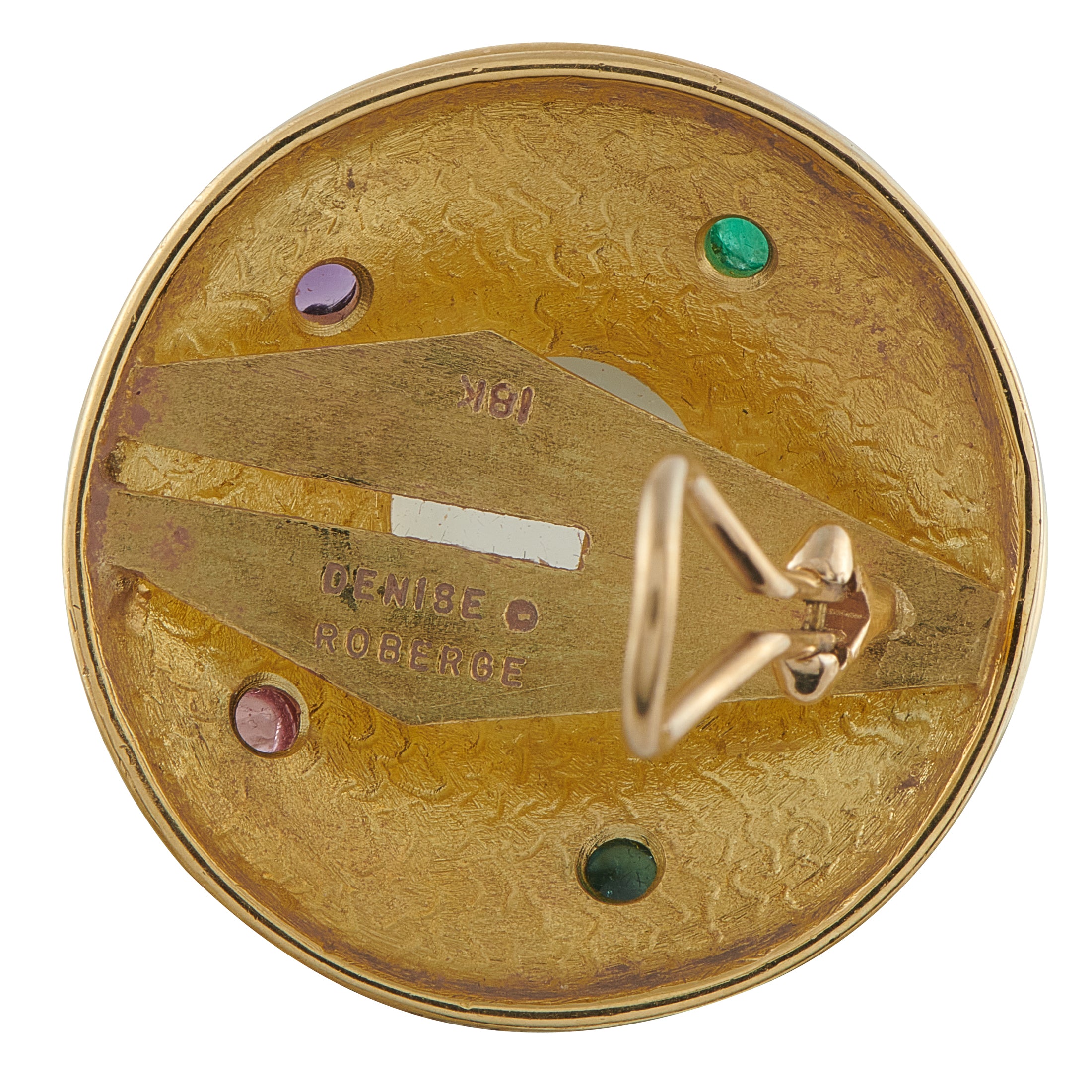 Denise Roberge18K Yellow Gold Moonstone and Multicolored Gemstone Clip-On Earrings