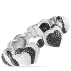 de Grisogono18K White Gold 21.70ct Diamond Black and White Hearts Bracelet – Showy, shapely, and stunning, this remarkable br