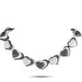 Heart diamond necklace with black and white pavé hearts, white gold links