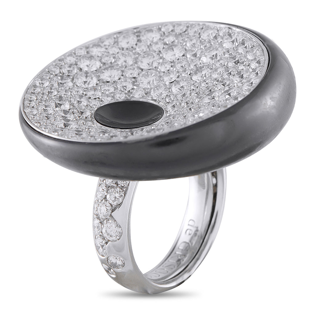 DE Grisogono 18K White Gold 6.76ct Diamond Statement Ring