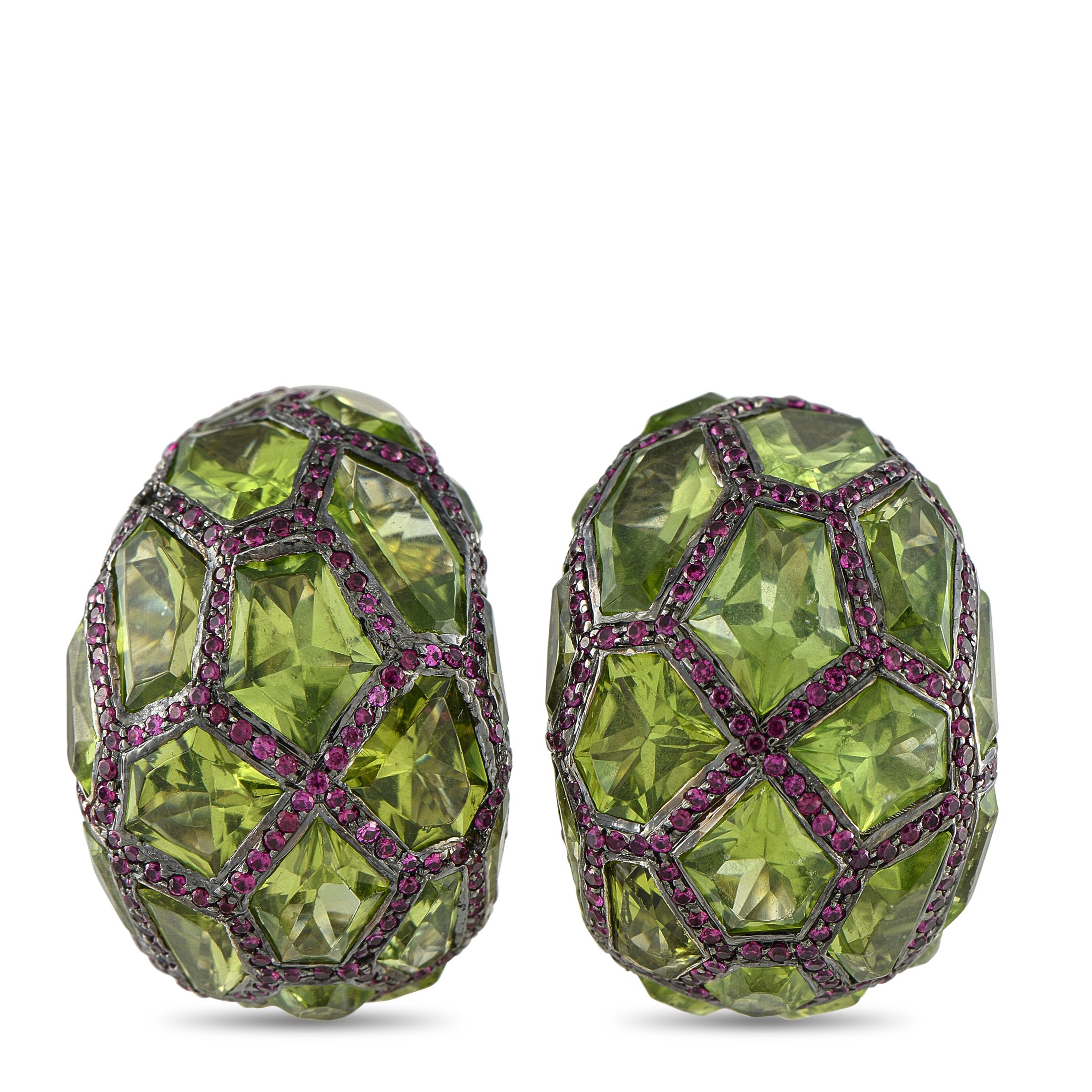 de Grisogono18K White Gold Ruby and Peridot Earrings – These De Grisogono earrings are a celebration of color
