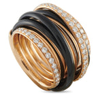 DE GRISOGONO Allegra 18K Rose Gold 1.75ct Diamond and Black Ceramic Ring