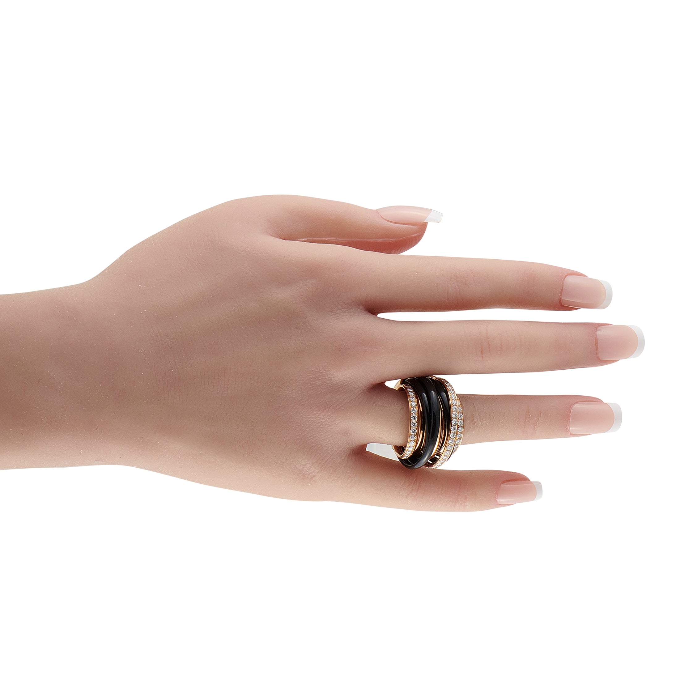DE GRISOGONO Allegra 18K Rose Gold 1.75ct Diamond and Black Ceramic Ring