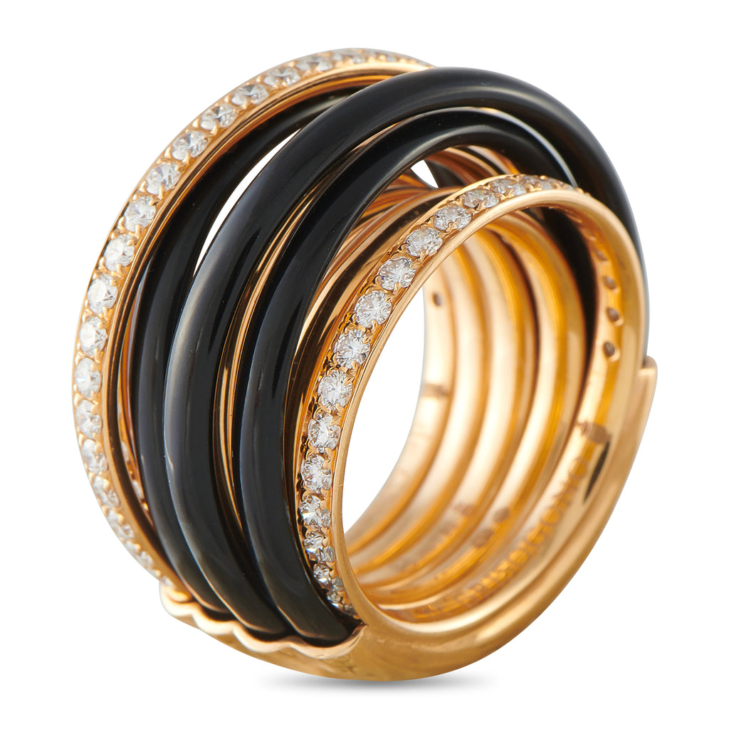 de Grisogono Allegra 18K Rose Gold 1.75ct Diamond and Black Ceramic Ring