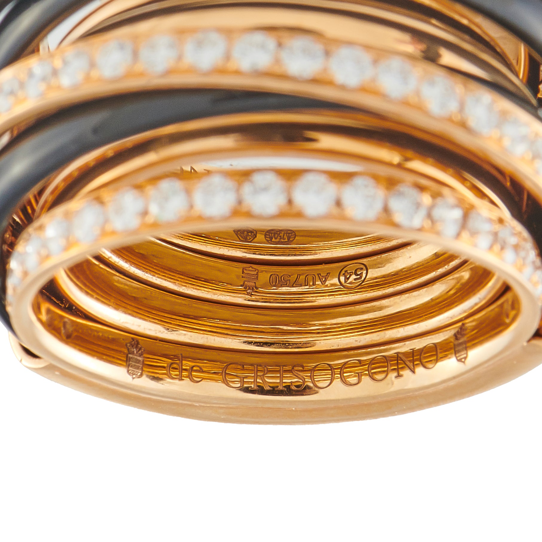de Grisogono Allegra 18K Rose Gold 1.75ct Diamond and Black Ceramic Ring