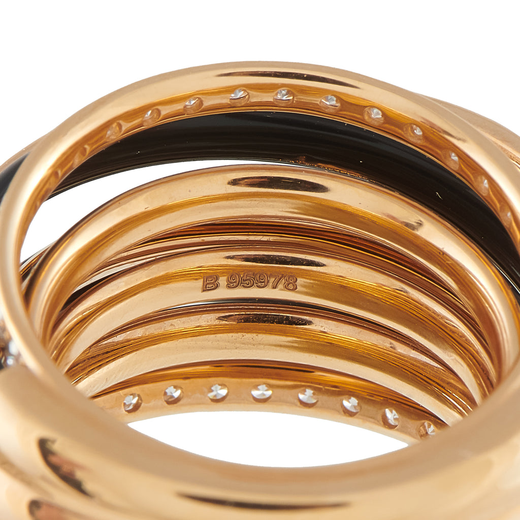 de Grisogono Allegra 18K Rose Gold 1.75ct Diamond and Black Ceramic Ring