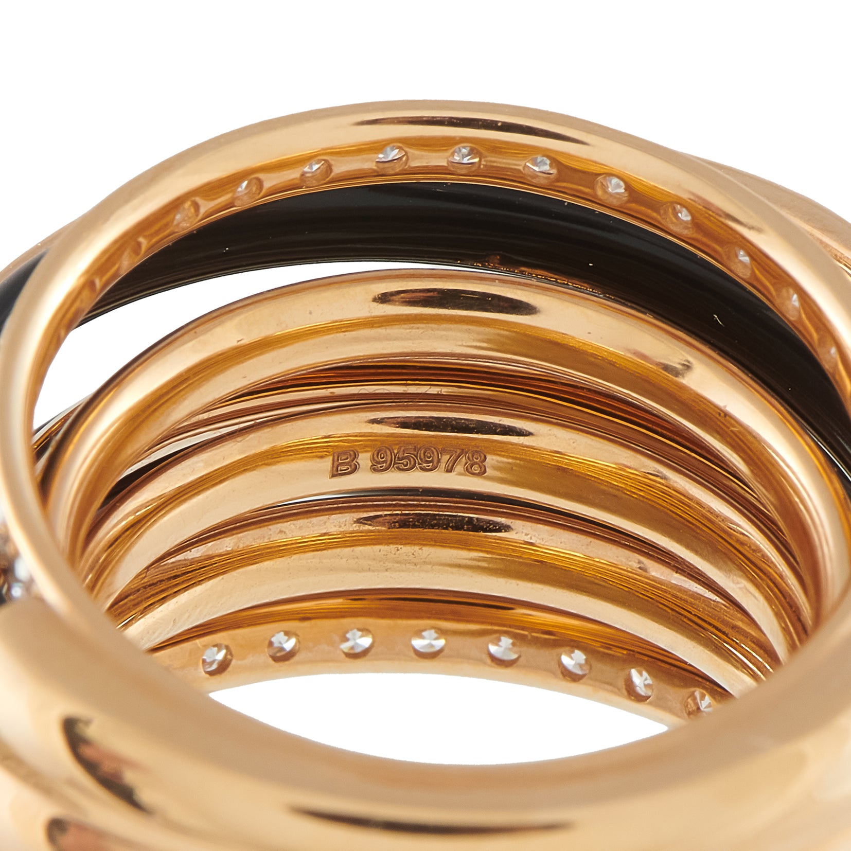 de Grisogono Allegra 18K Rose Gold 1.75ct Diamond and Black Ceramic Ring