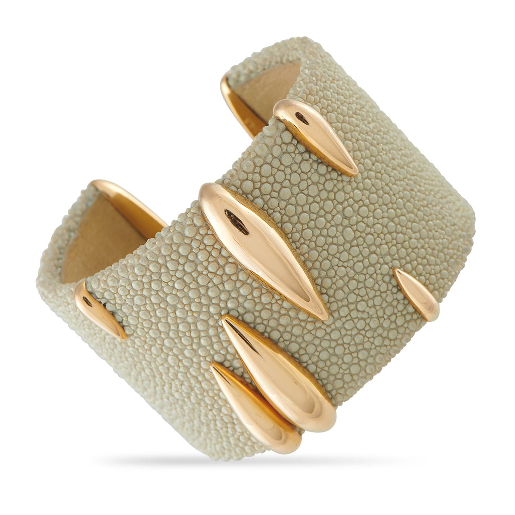 de GrisogonoGaluchat 18K Yellow Gold Cuff Bracelet – This De Grisogono Galuchat cuff bracelet offers a statement-making desig