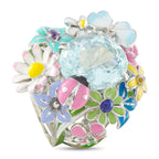 Dior 18K White Gold Aquamarine Enamel Ring