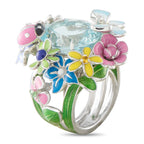 Dior 18K White Gold Aquamarine Enamel Ring
