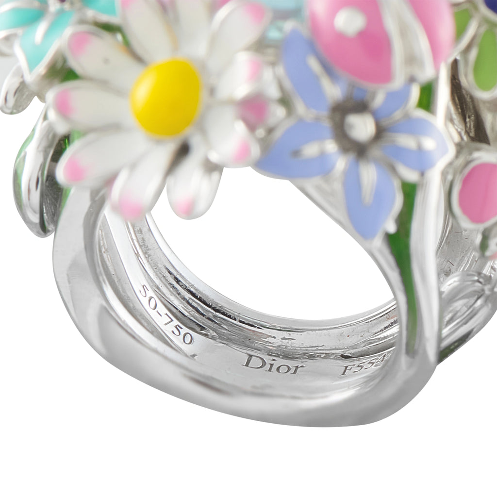 Dior 18K White Gold Aquamarine Enamel Ring