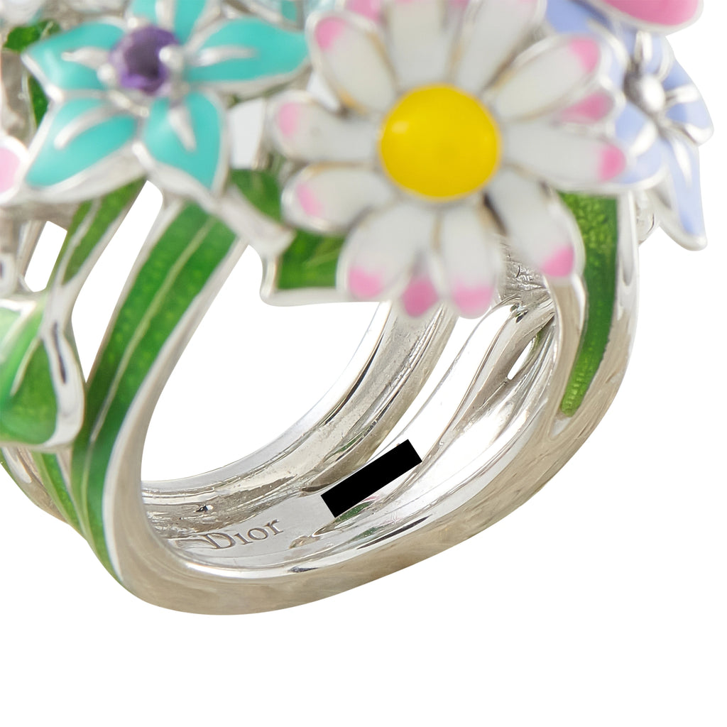 Dior 18K White Gold Aquamarine Enamel Ring