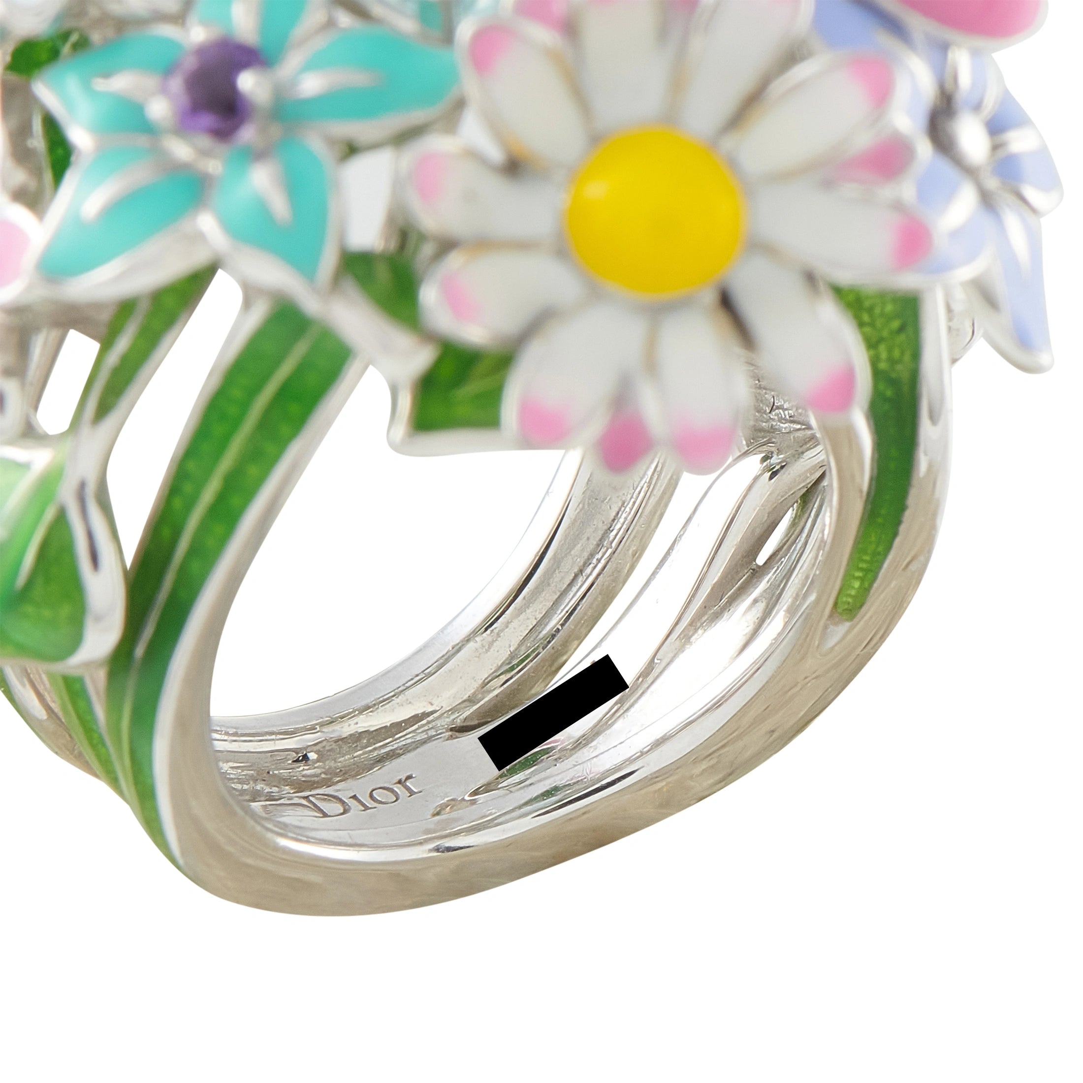 Dior 18K White Gold Aquamarine Enamel Ring