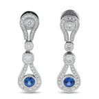 DI Modolo 18K White Gold 1.25ct Diamond and Sapphire Drop Earrings