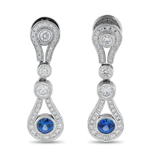 DI Modolo 18K White Gold 1.25ct Diamond and Sapphire Drop Earrings