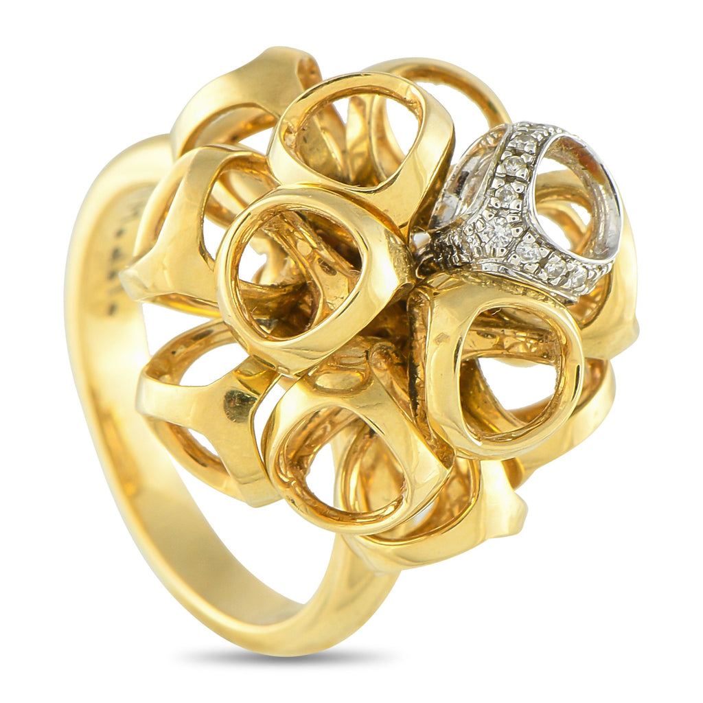 Di ModoloIcona 18K Yellow Gold Diamond Ring – A sculptural statement ring crafted in 18K yellow gold and finished with Italia