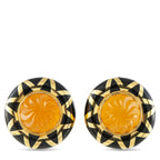 ELIZABETH GAGE 18K Yellow Gold Citrine and Enamel Earrings