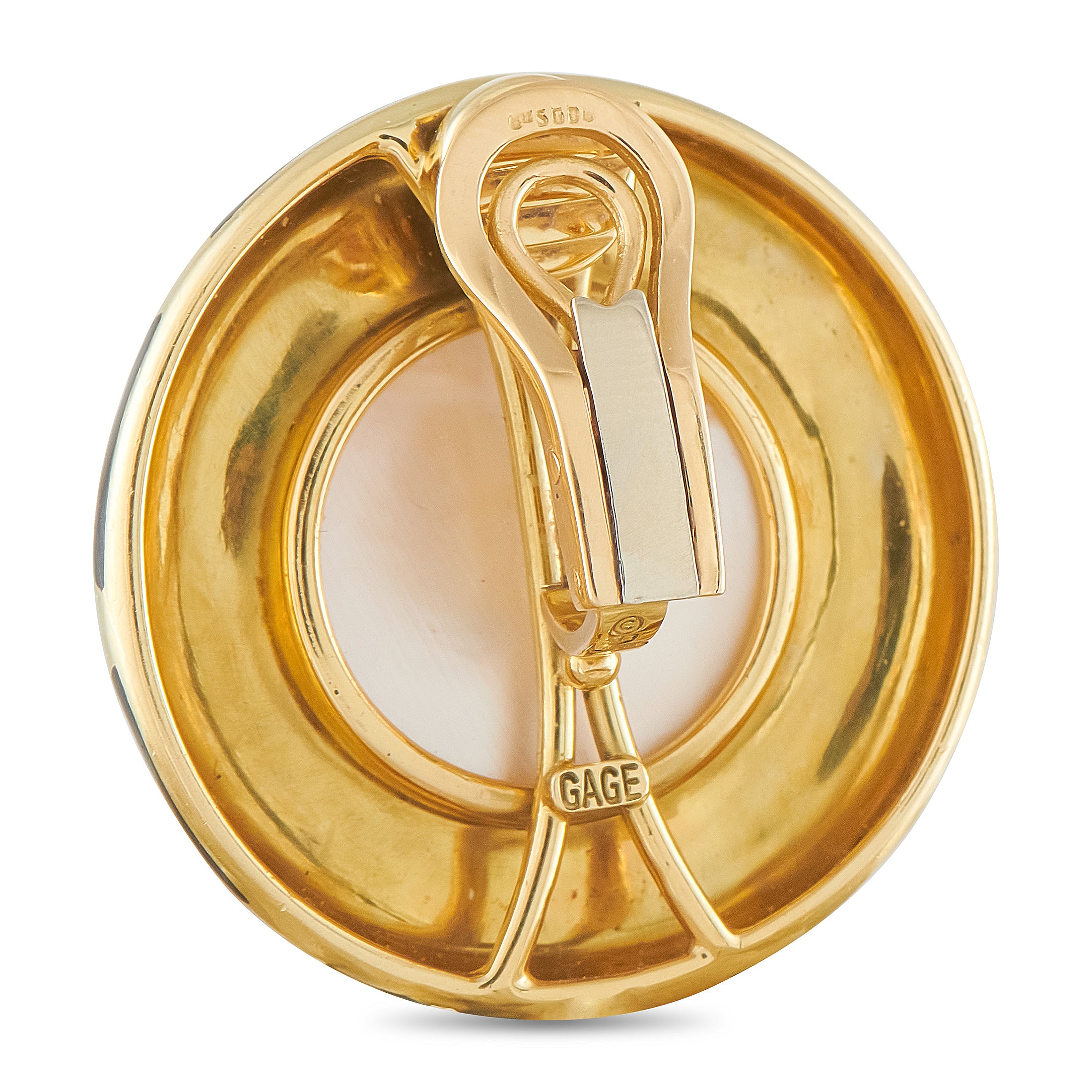 Elizabeth Gage 18K Yellow Gold Citrine and Enamel Earrings