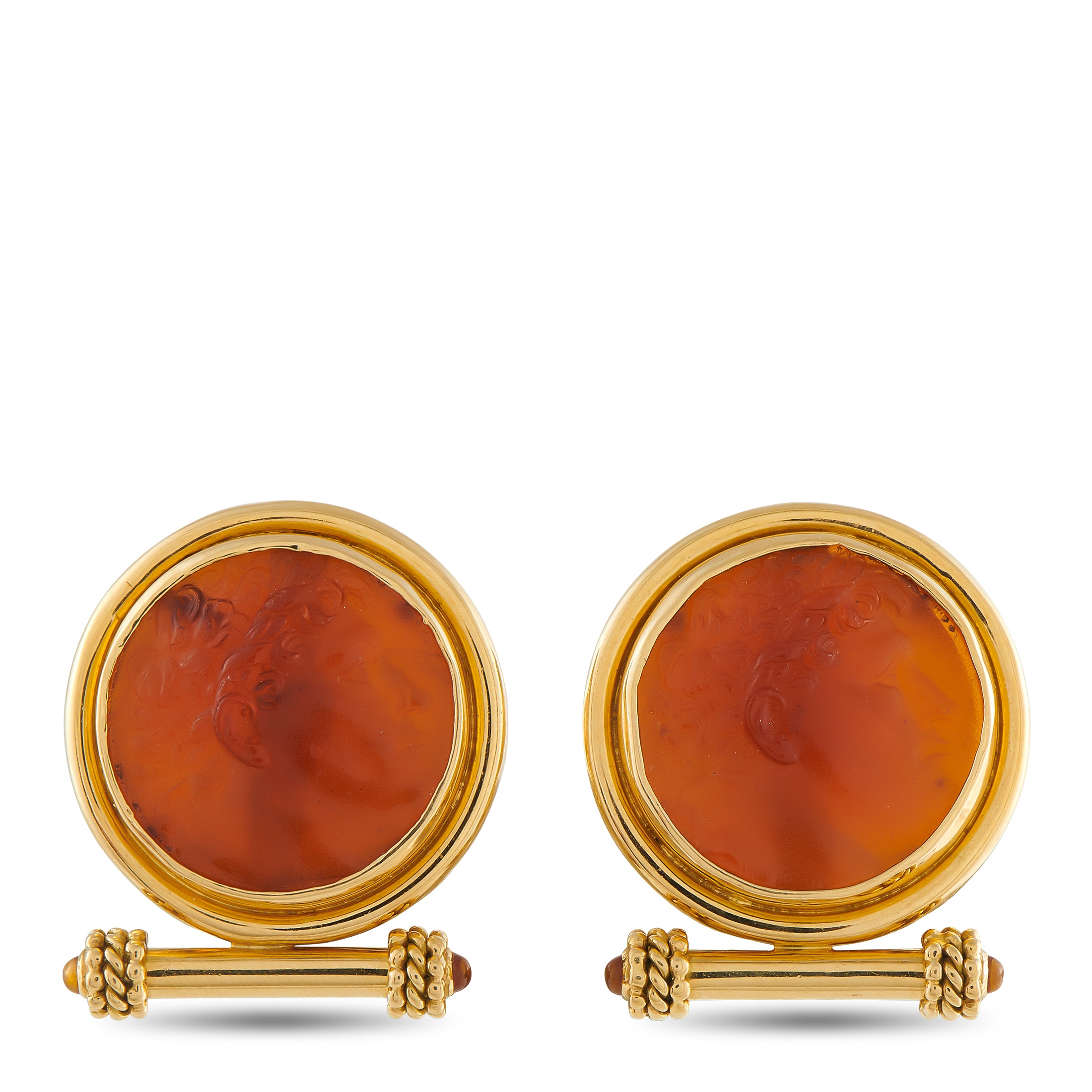 ELIZABETH LOCKE 18K Yellow Gold Venetian Glass Clip-On Earrings