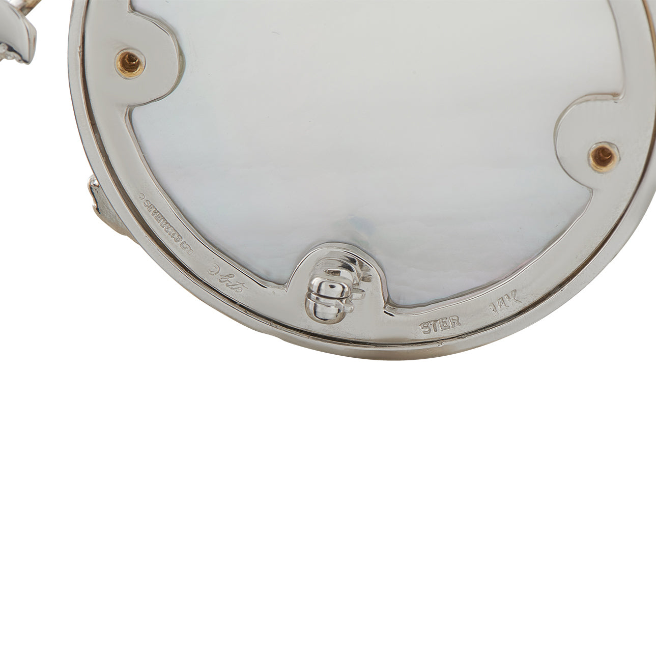 Erte 14K Yellow Gold, Silver Diamond and Mother of Pearl Pendant