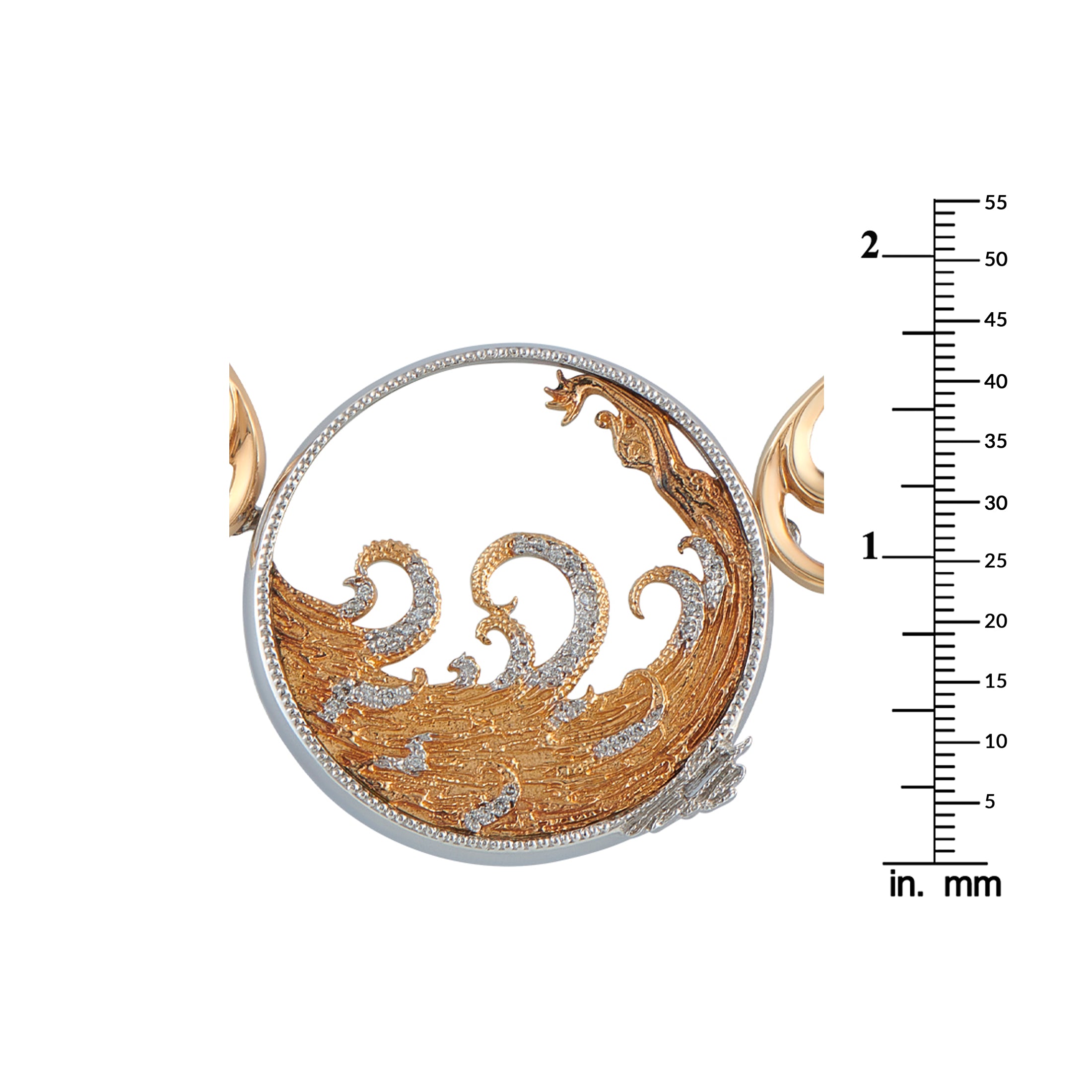 Erte 14K Yellow Gold, Silver Diamond and Mother of Pearl Pendant