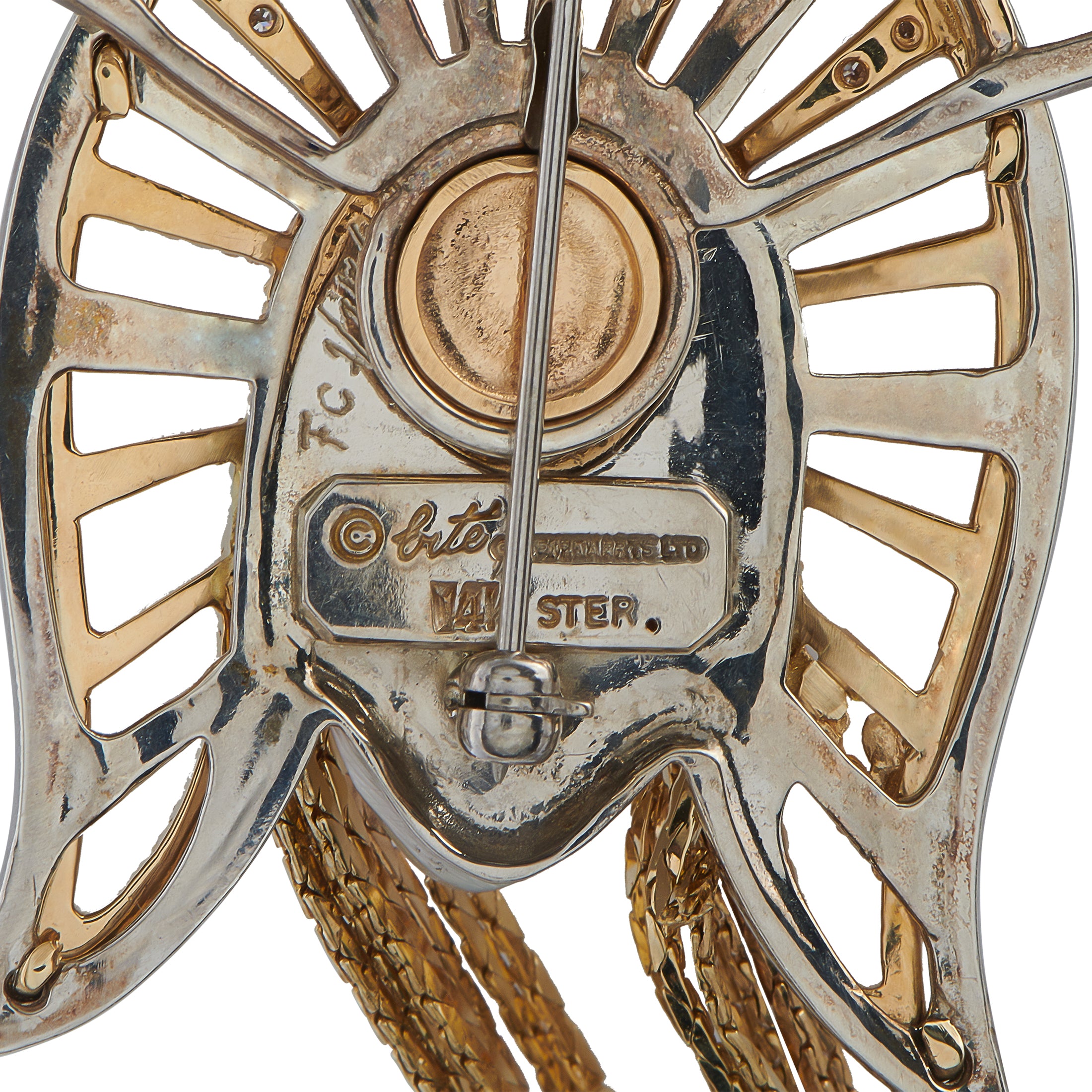 Erte 14K Yellow Gold, Silver Mother of Pearl Necklace