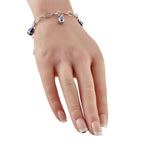 Faberge18K White Gold Diamond and Blue Enamel Egg Charm Bracelet