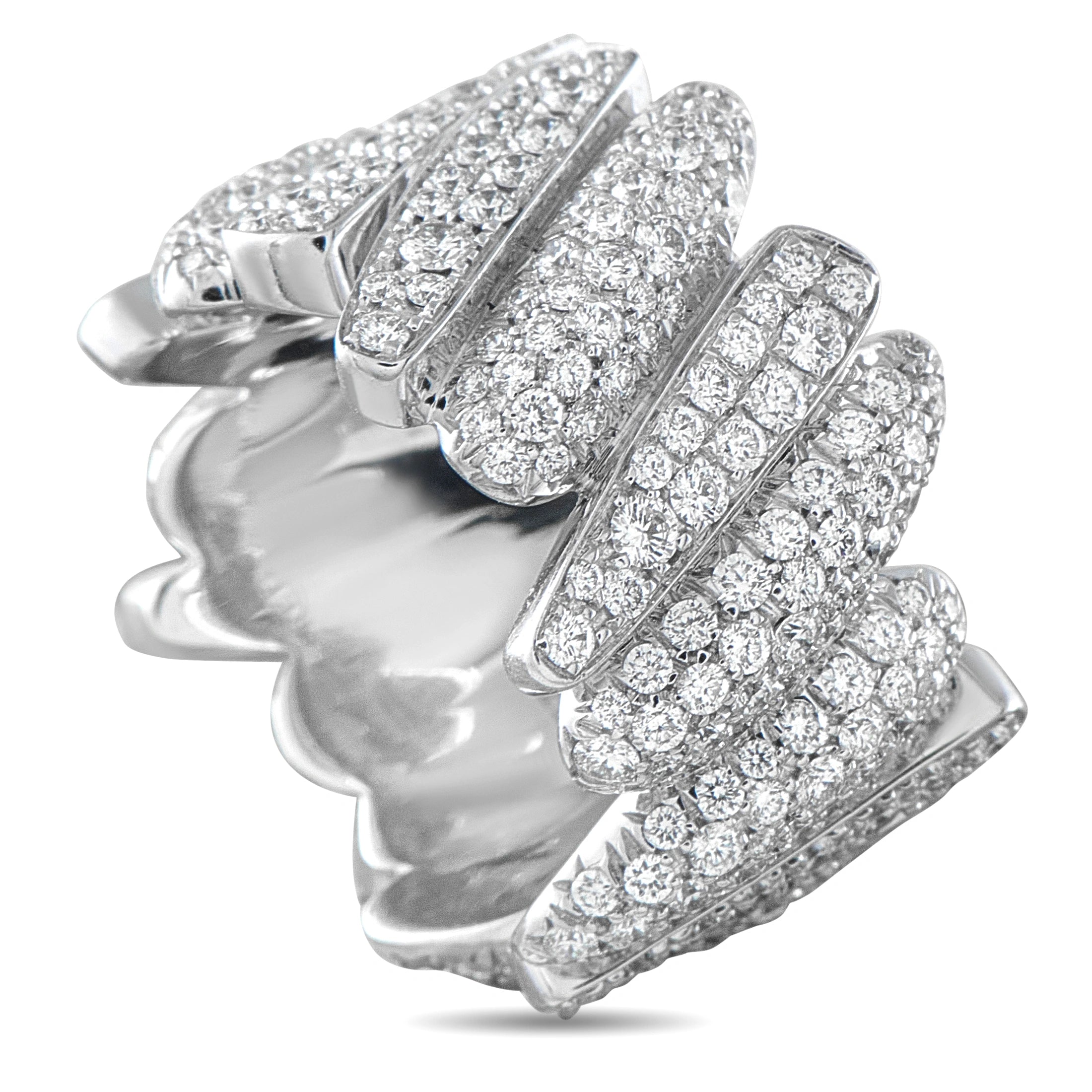 Fred OF Paris 18K white gold diamond crossover ring
