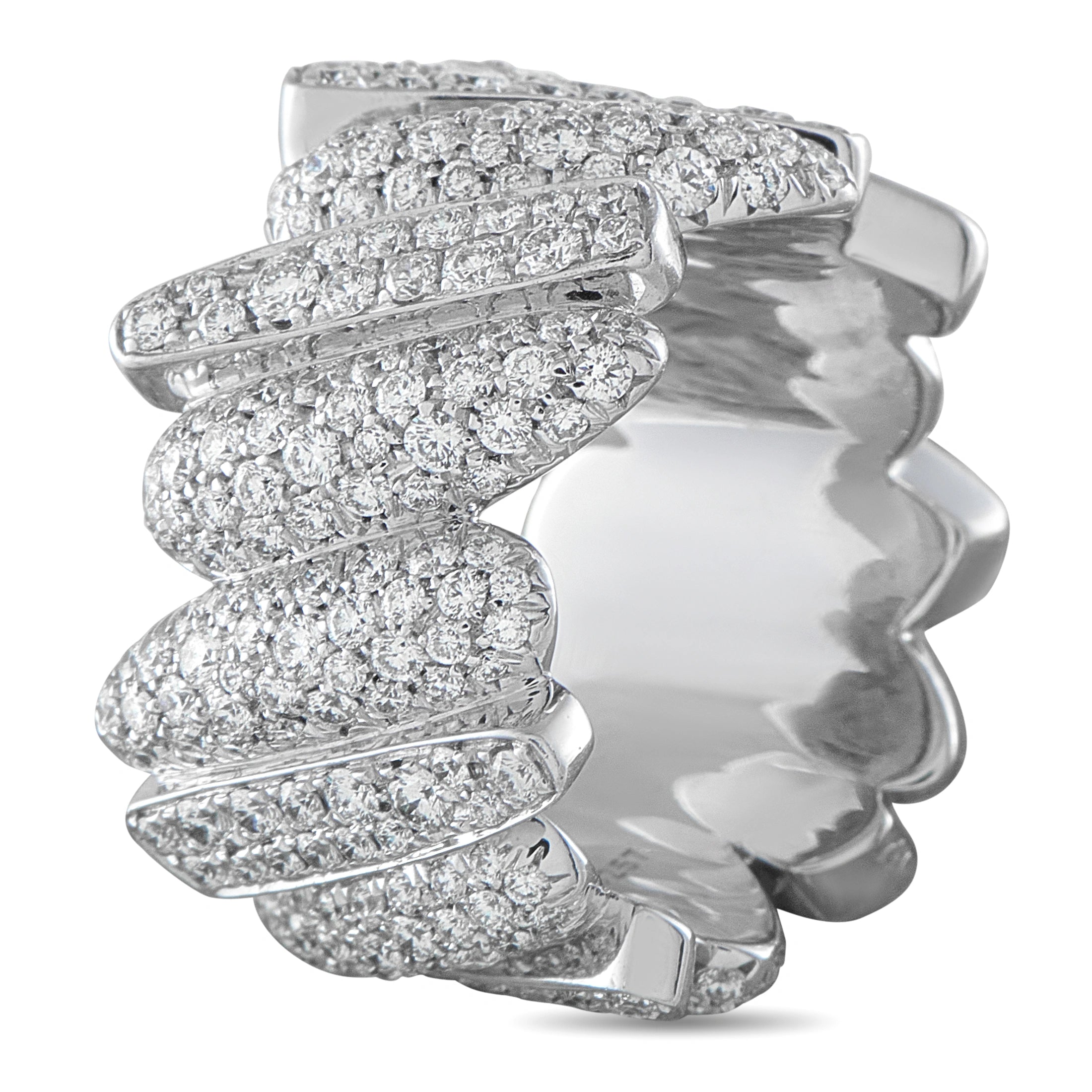 Fred OF Paris 18K white gold diamond crossover ring