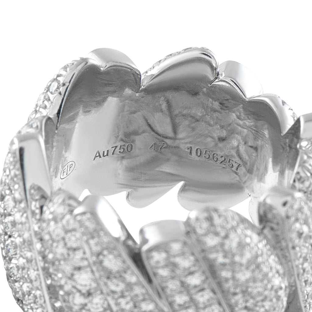 Fred OF Paris 18K white gold diamond crossover ring, inner band view