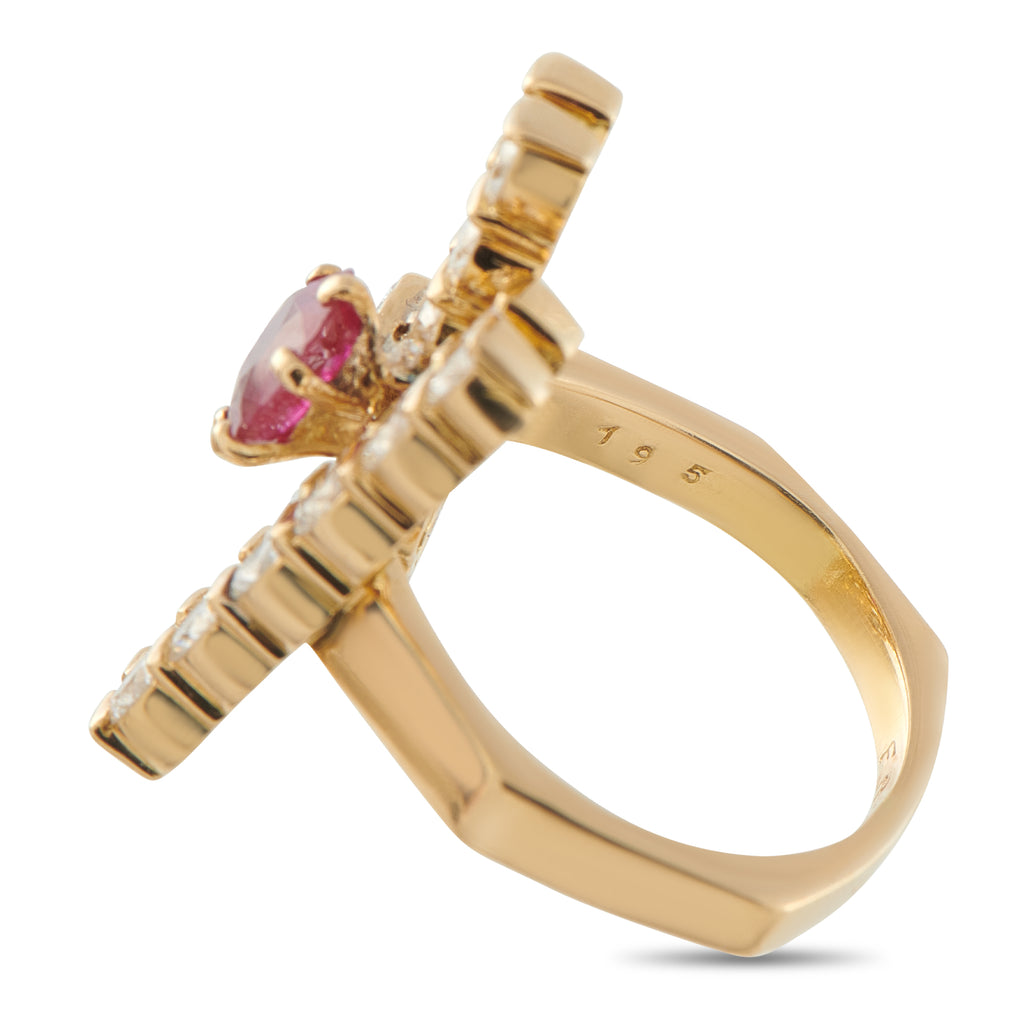 FRED OF PARIS 18K Yellow Gold 1.95ct Diamond and Ruby Ring