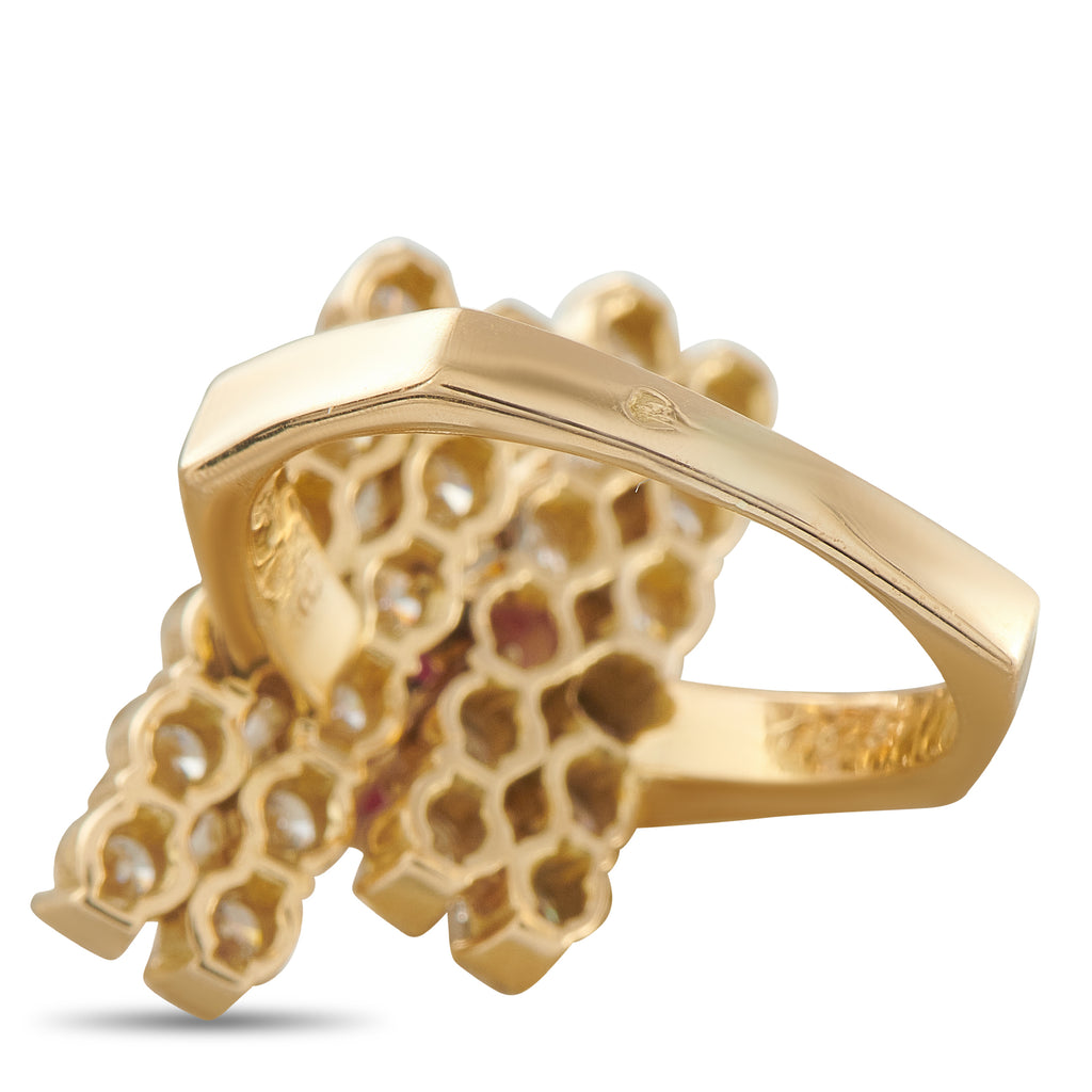 Fred of Paris 18K Yellow Gold 1.95ct Diamond and Ruby Ring