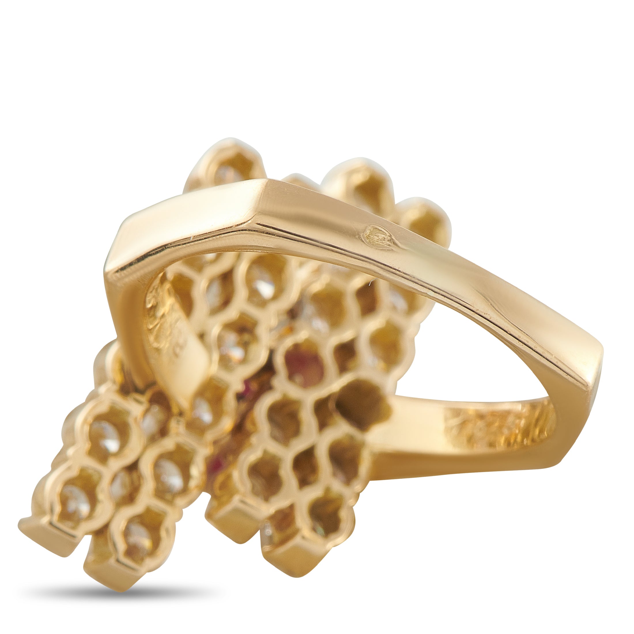 Fred of Paris 18K Yellow Gold 1.95ct Diamond and Ruby Ring