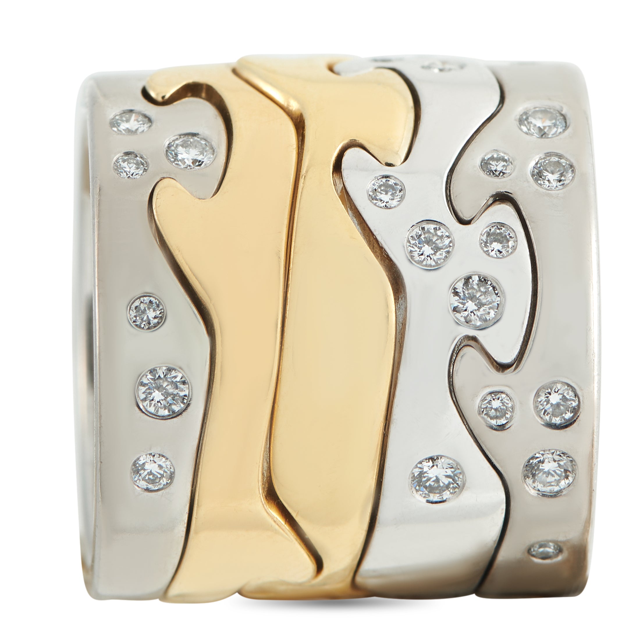 Georg Jensen Fusion 18K White and Yellow Gold Diamond 5 Piece Puzzle Ring