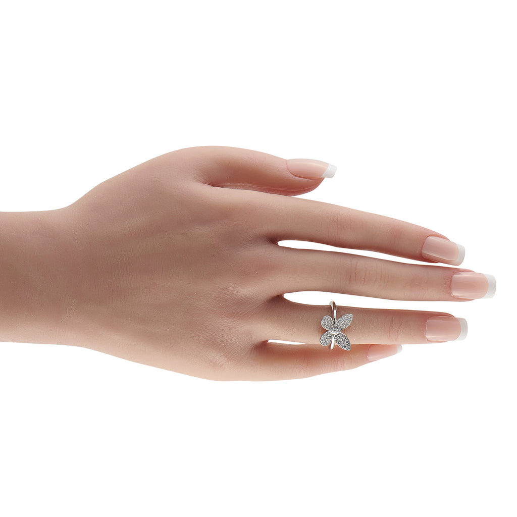 Graff 18K White Gold 0.55ct Diamond Pavé Butterfly Ring
