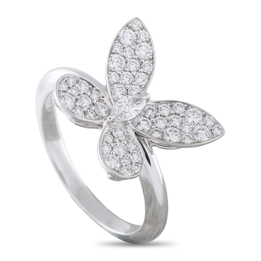 GRAFF 18K White Gold 0.55ct Diamond Pavé Butterfly Ring