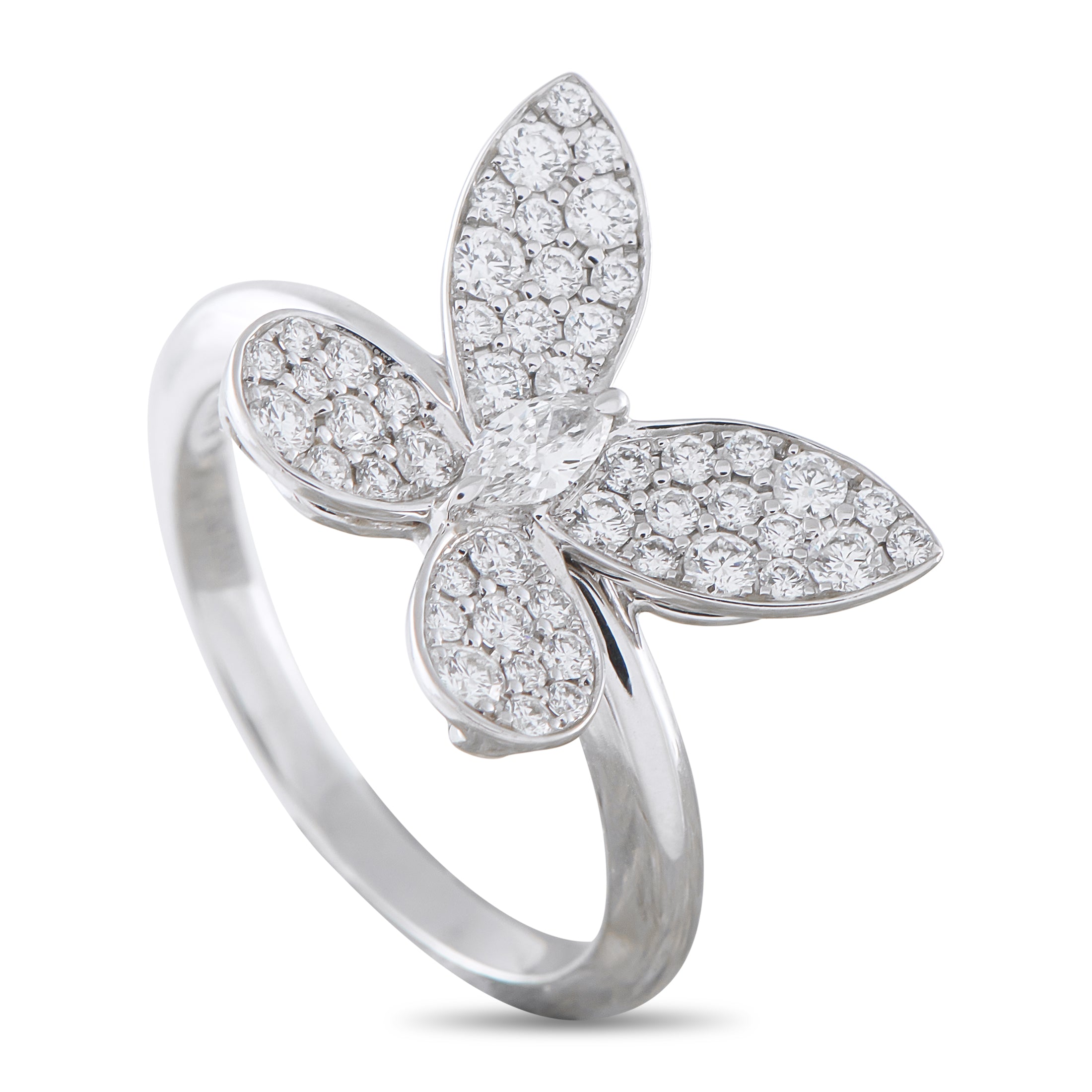 GRAFF 18K White Gold 0.55ct Diamond Pavé Butterfly Ring