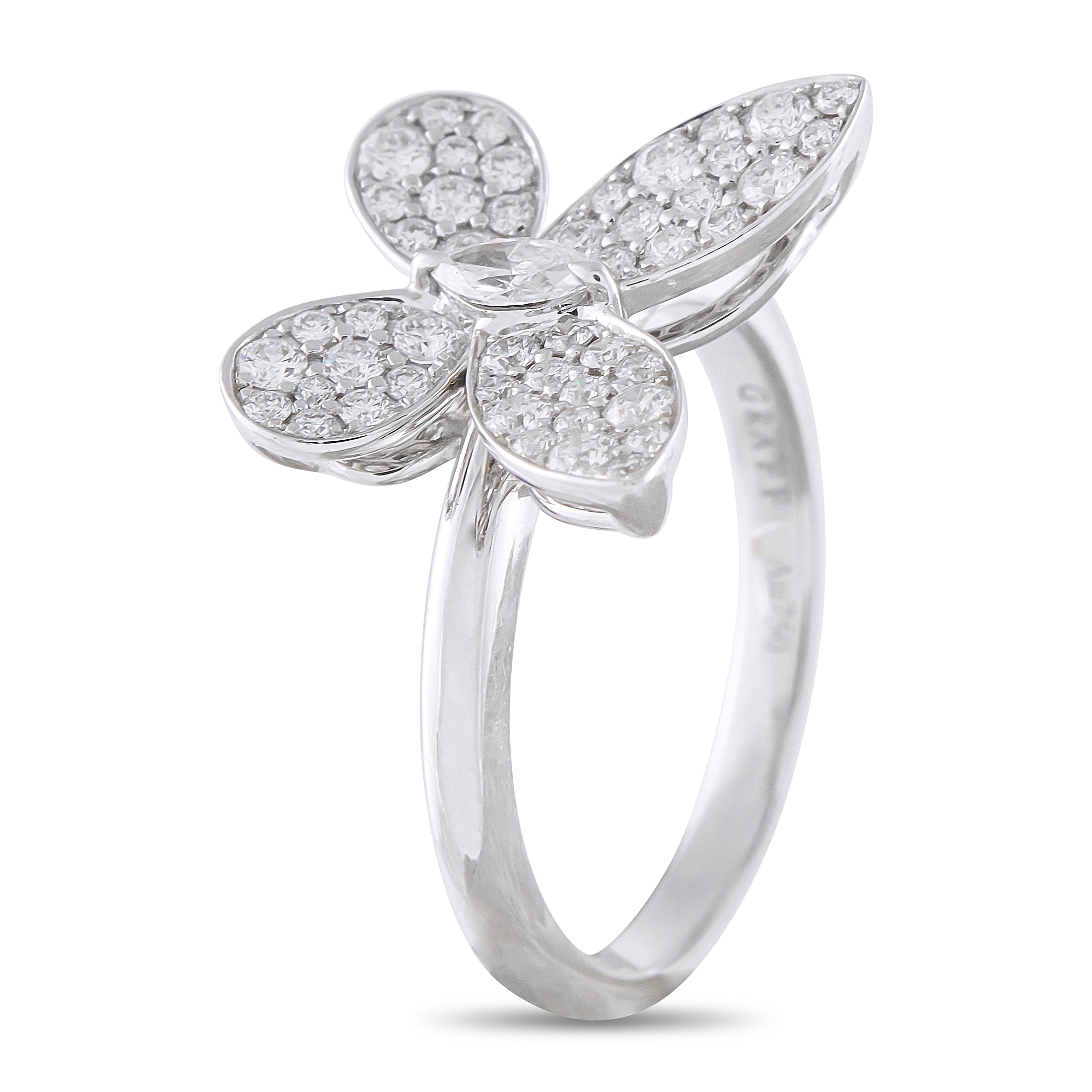 GRAFF 18K White Gold 0.55ct Diamond Pavé Butterfly Ring